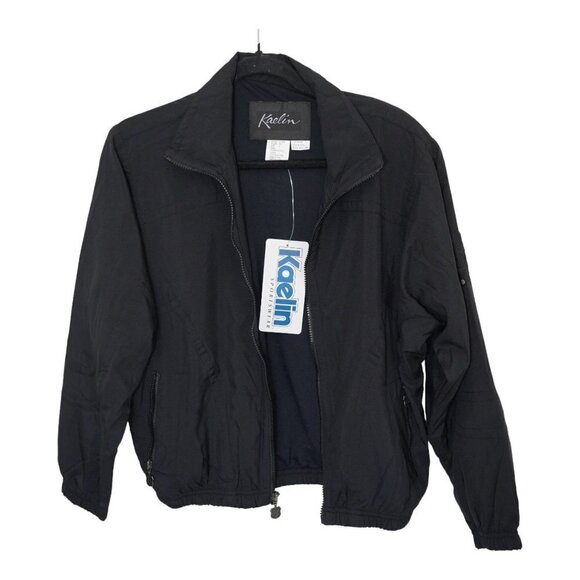 NWT Kaelin Black Track Jacket Full Zip Embroidered Logo Vintage‎ Sz S - Picture 3 of 8